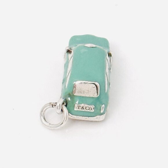 RARE Tiffany & Co London Taxi Cab Charm or Pendant Blue Enamel and Silver - Picture 3 of 6